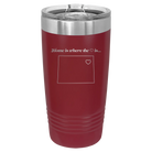 Laser etched maroon 20 oz vacuum insulated tumbler with 'Colorado Heart' design