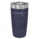 Laser etched navy 20 oz vacuum insulated tumbler with 'Colorado Heart' design