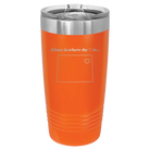 Laser etched orange 20 oz vacuum insulated tumbler with 'Colorado Heart' design