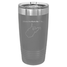 Laser etched dark gray 20 oz vacuum insulated tumbler with 'West Virginia Heart' design