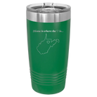 Laser etched green 20 oz vacuum insulated tumbler with 'West Virginia Heart' design
