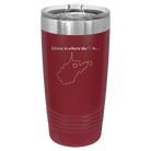 Laser etched maroon 20 oz vacuum insulated tumbler with 'West Virginia Heart' design