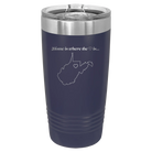 Laser etched navy 20 oz vacuum insulated tumbler with 'West Virginia Heart' design