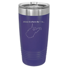 Laser etched purple 20 oz vacuum insulated tumbler with 'West Virginia Heart' design