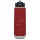Laser etched maroon 20 oz vacuum insulated water bottle with 'West Virginia Heart' design