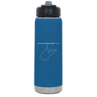 Laser etched royal blue 20 oz vacuum insulated water bottle with 'West Virginia Heart' design