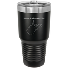 Laser etched black 30 oz vacuum insulated tumbler with 'West Virginia Heart' design