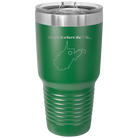 Laser etched green 30 oz vacuum insulated tumbler with 'West Virginia Heart' design