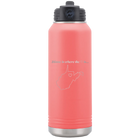 Laser etched coral 32 oz vacuum insulated water bottle with 'West Virginia Heart' design