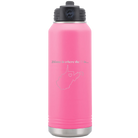 Laser etched pink 32 oz vacuum insulated water bottle with 'West Virginia Heart' design
