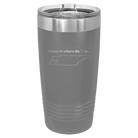 Laser etched dark gray 20 oz vacuum insulated tumbler with 'Tennessee Heart' design