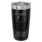 Laser etched black 20 oz vacuum insulated tumbler with 'Washington Heart' design