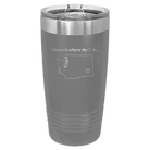 Laser etched dark gray 20 oz vacuum insulated tumbler with 'Washington Heart' design