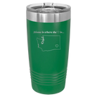 Laser etched green 20 oz vacuum insulated tumbler with 'Washington Heart' design