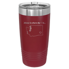 Laser etched maroon 20 oz vacuum insulated tumbler with 'Washington Heart' design