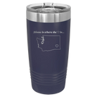 Laser etched navy 20 oz vacuum insulated tumbler with 'Washington Heart' design