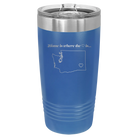 Laser etched royal blue 20 oz vacuum insulated tumbler with 'Washington Heart' design