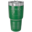 Laser etched green 30 oz vacuum insulated tumbler with 'Washington Heart' design