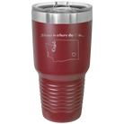 Laser etched maroon 30 oz vacuum insulated tumbler with 'Washington Heart' design