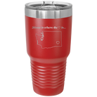 Laser etched red 30 oz vacuum insulated tumbler with 'Washington Heart' design
