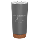 Laser etched storm gray 20 oz vacuum insulated tumbler with 'Washington Heart' design