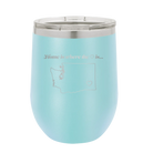 Laser etched light blue 12 oz vacuum insulated wine cup with 'Washington Heart' design