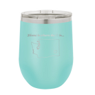 Laser etched teal 12 oz vacuum insulated wine cup with 'Washington Heart' design