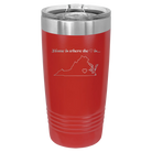 Laser etched red 20 oz vacuum insulated tumbler with 'Virginia Heart' design