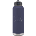 Laser etched navy 32 oz vacuum insulated water bottle with 'Virginia Heart' design