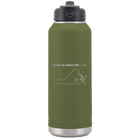 Laser etched olive green 32 oz vacuum insulated water bottle with 'Virginia Heart' design