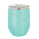Laser etched teal 12 oz vacuum insulated wine cup with 'Virginia Heart' design