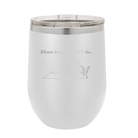 Laser etched white 12 oz vacuum insulated wine cup with 'Virginia Heart' design