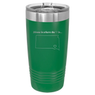 Laser etched green 20 oz vacuum insulated tumbler with 'South Dakota Heart' design