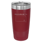Laser etched maroon 20 oz vacuum insulated tumbler with 'South Dakota Heart' design