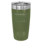 Laser etched olive green 20 oz vacuum insulated tumbler with 'South Dakota Heart' design
