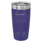 Laser etched purple 20 oz vacuum insulated tumbler with 'South Dakota Heart' design