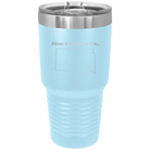 Laser etched light blue 30 oz vacuum insulated tumbler with 'South Dakota Heart' design