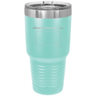 Laser etched teal 30 oz vacuum insulated tumbler with 'South Dakota Heart' design