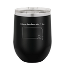 Laser etched black 12 oz vacuum insulated wine cup with 'South Dakota Heart' design