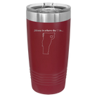 Laser etched maroon 20 oz vacuum insulated tumbler with 'Vermont Heart' design