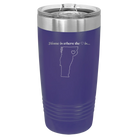Laser etched purple 20 oz vacuum insulated tumbler with 'Vermont Heart' design