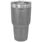 Laser etched dark gray 30 oz vacuum insulated tumbler with 'Vermont Heart' design