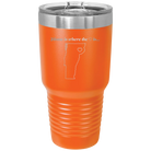 Laser etched orange 30 oz vacuum insulated tumbler with 'Vermont Heart' design