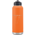 Laser etched orange 32 oz vacuum insulated water bottle with 'Vermont Heart' design