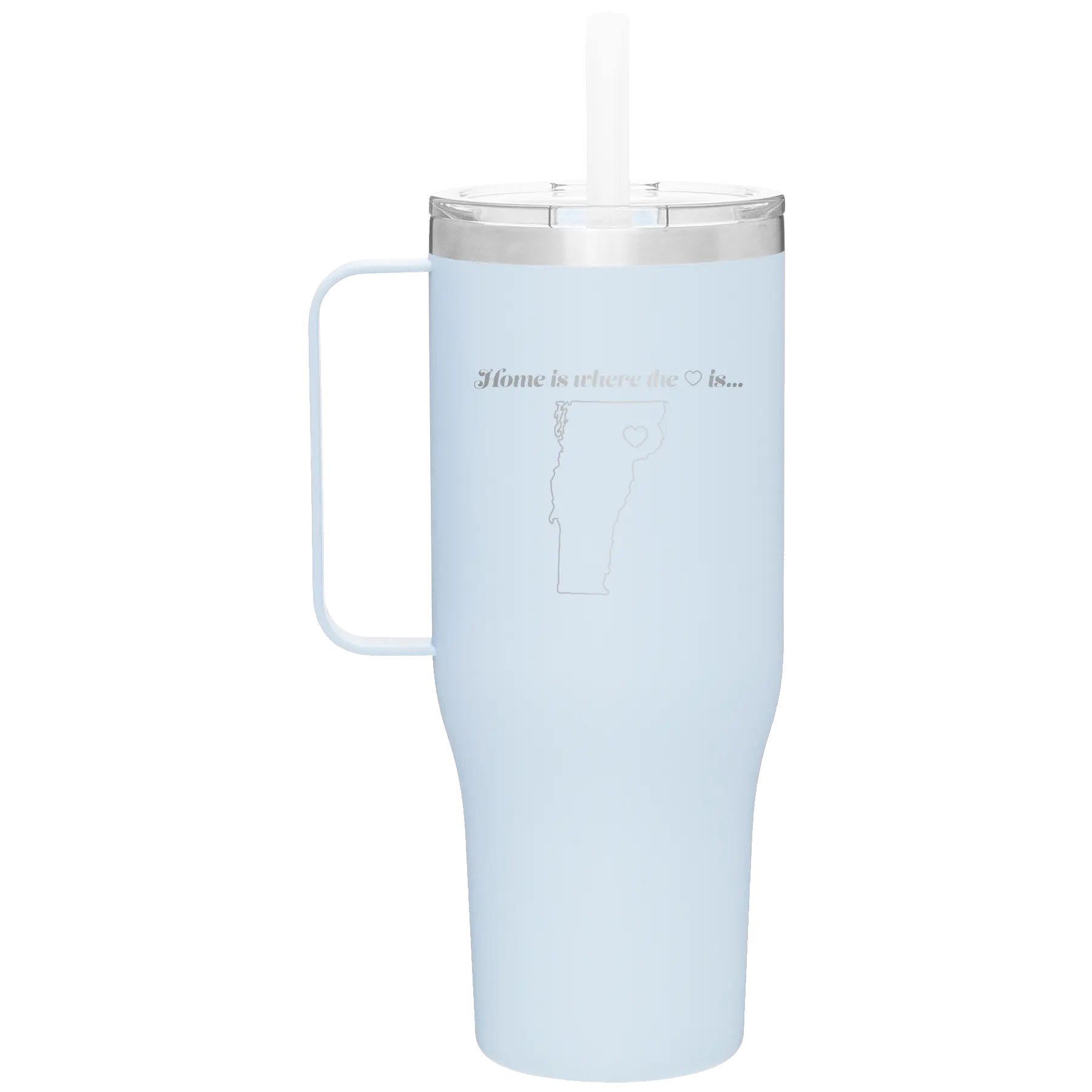 Laser etched landfall 40 oz vacuum insulated tumbler mug with 'Vermont Heart' design