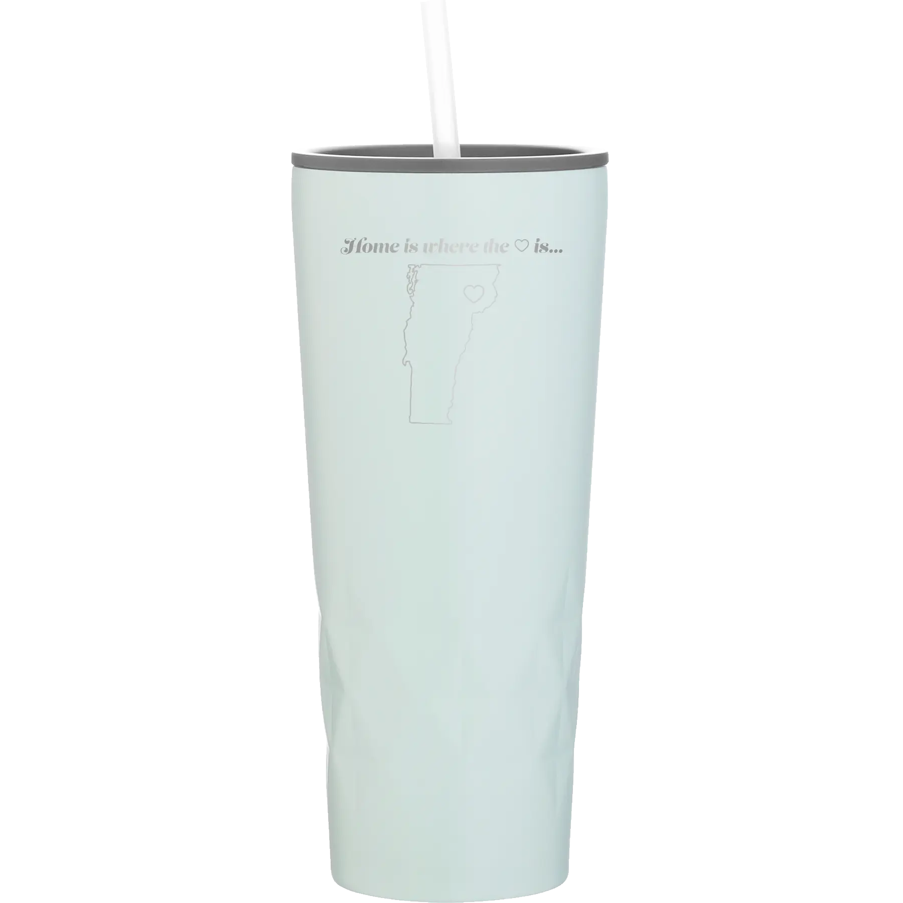 Laser etched meadow 20 oz vacuum insulated tumbler with 'Vermont Heart' design