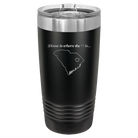 Laser etched black 20 oz vacuum insulated tumbler with 'South Carolina Heart' design