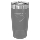Laser etched dark gray 20 oz vacuum insulated tumbler with 'South Carolina Heart' design