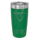 Laser etched green 20 oz vacuum insulated tumbler with 'South Carolina Heart' design
