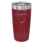 Laser etched maroon 20 oz vacuum insulated tumbler with 'South Carolina Heart' design